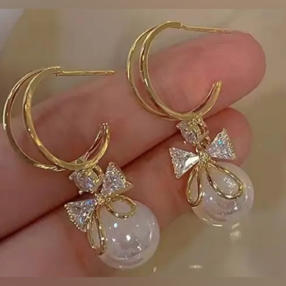 Coquette Style Drop Fashion Earrings with Imitation Artificial Pearl - Picture 5 of 8